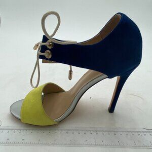 Yellow And Navy Sexy One Strap Open Toe Stiletto High Heel Sandals Lace Up Shoes